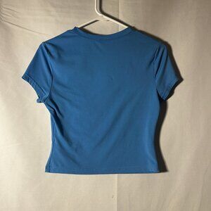 SHEIN Blue Fitted Crop Top Short Sleeve Stretch Tee Size M